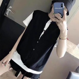 圆领外穿马夹韩版 薄款 新款 女春季 宽松叠穿坎肩 羊毛针织马甲开衫
