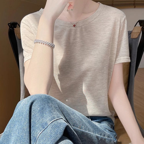 春夏极简天丝超薄宽松短袖T恤女