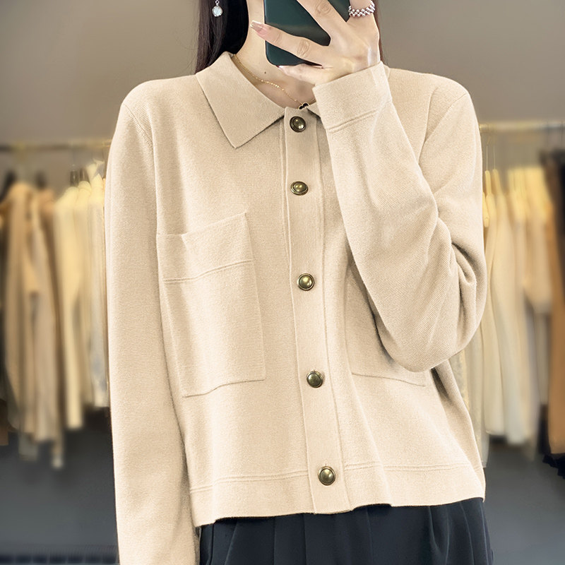 时尚短款高腰外套女洋气百搭针织衫毛衣开衫上衣正肩显瘦翻领外搭,女装/女士精品,毛针织衫,淘宝优惠券,粉丝福利购,淘宝优惠卷