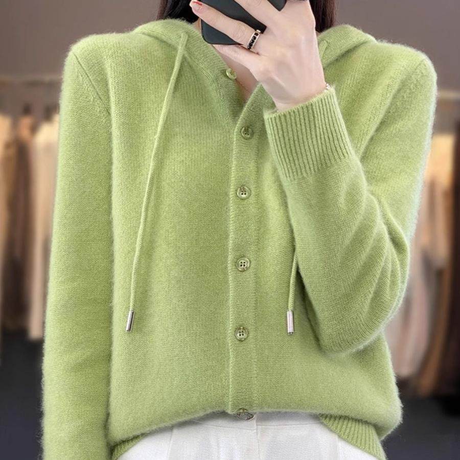 连帽开衫女卫衣宽松减龄长袖上衣秋季羊毛针织衫带帽毛衣正肩外套,女装/女士精品,毛针织衫,淘宝优惠券,粉丝福利购,淘宝优惠卷