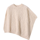 25年秋季 新款 纯色宽松纯羊毛圆领套头披肩女加厚保暖针织镂空斗篷