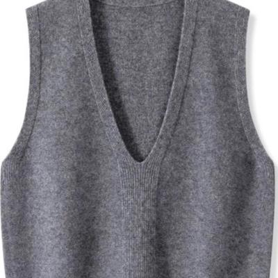 2025秋季新款时尚专柜羊绒大V领针织马甲女爆款外搭纯色毛衣背心