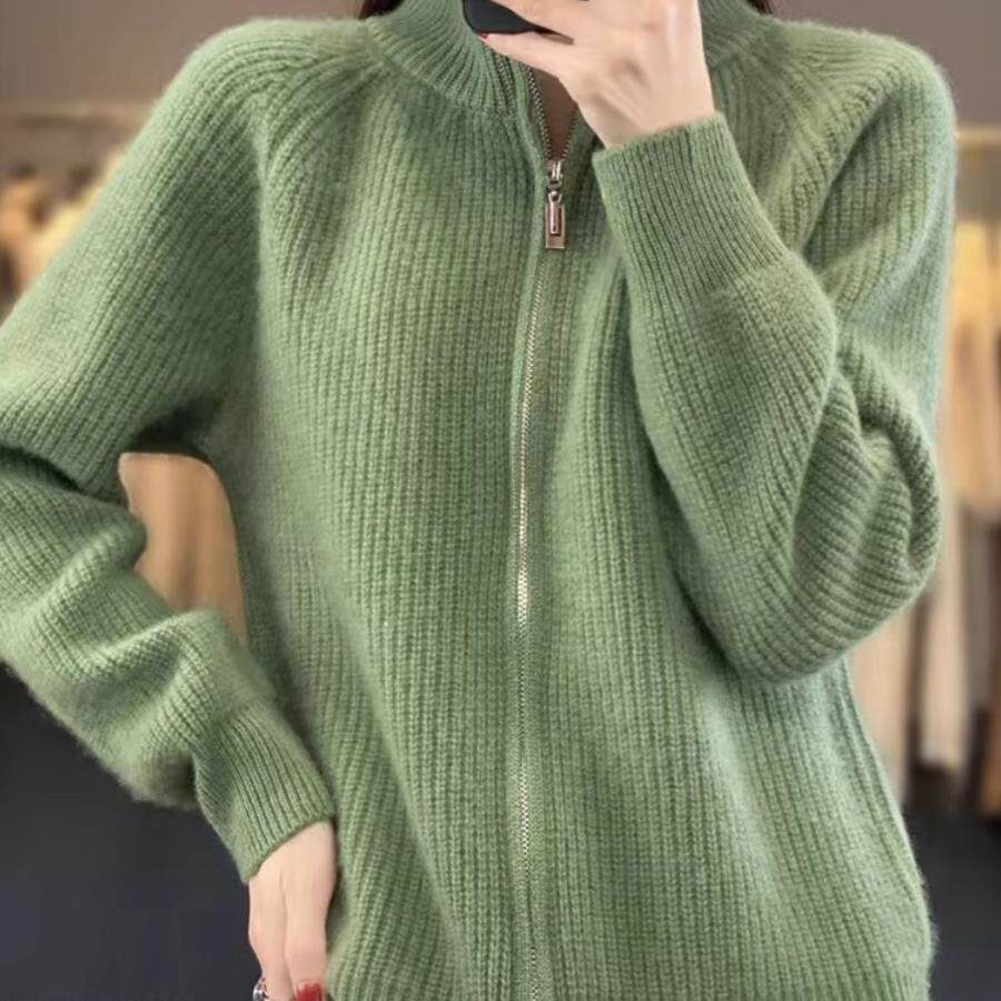 重磅加厚羊绒开衫女2025冬新款高领羊毛针织毛衣外套韩版外搭衫,女装/女士精品,毛针织衫,淘宝优惠券,粉丝福利购,淘宝优惠卷