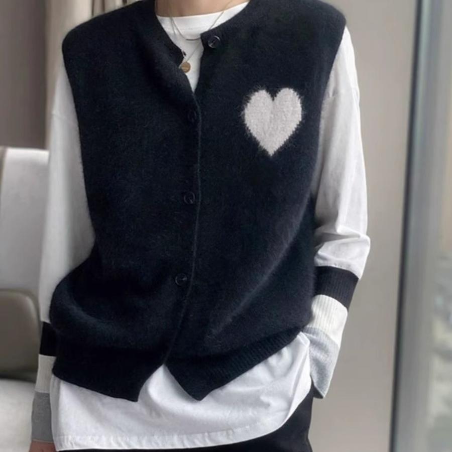 2025冬季新款黑色外搭羊绒针织马甲女洋气开衫毛衣坎肩羊毛背心女