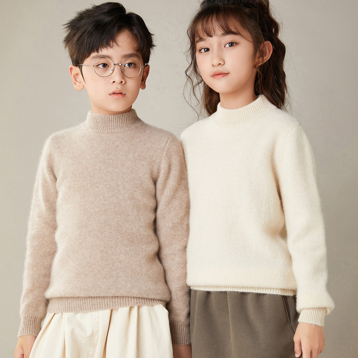 秋冬加厚儿童羊毛衫男童女童半高领羊绒衫想中大宝宝套头打底毛衣