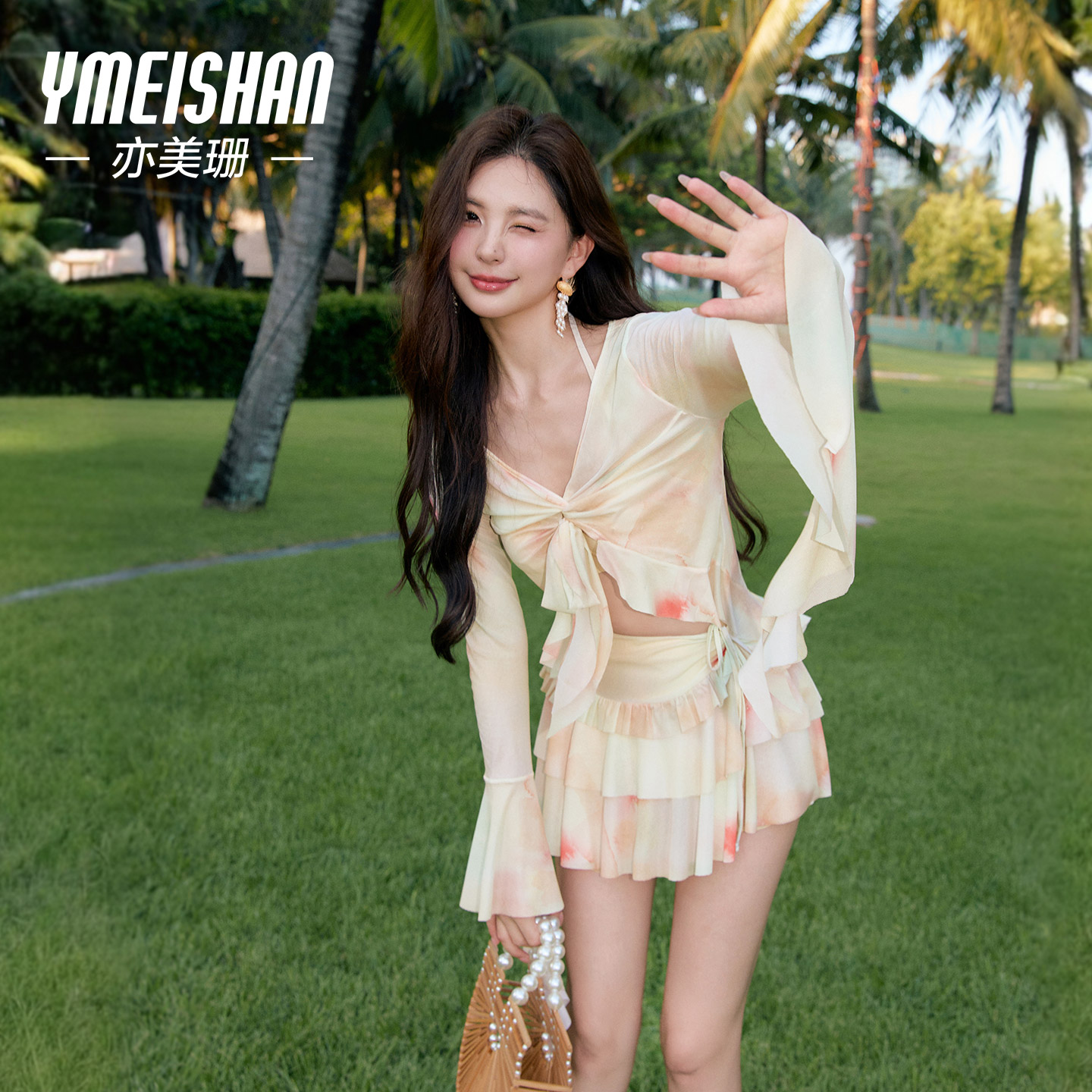 亦美珊分体泳衣女2025新款高级感海边度假三件套罩衫性感泡温泉