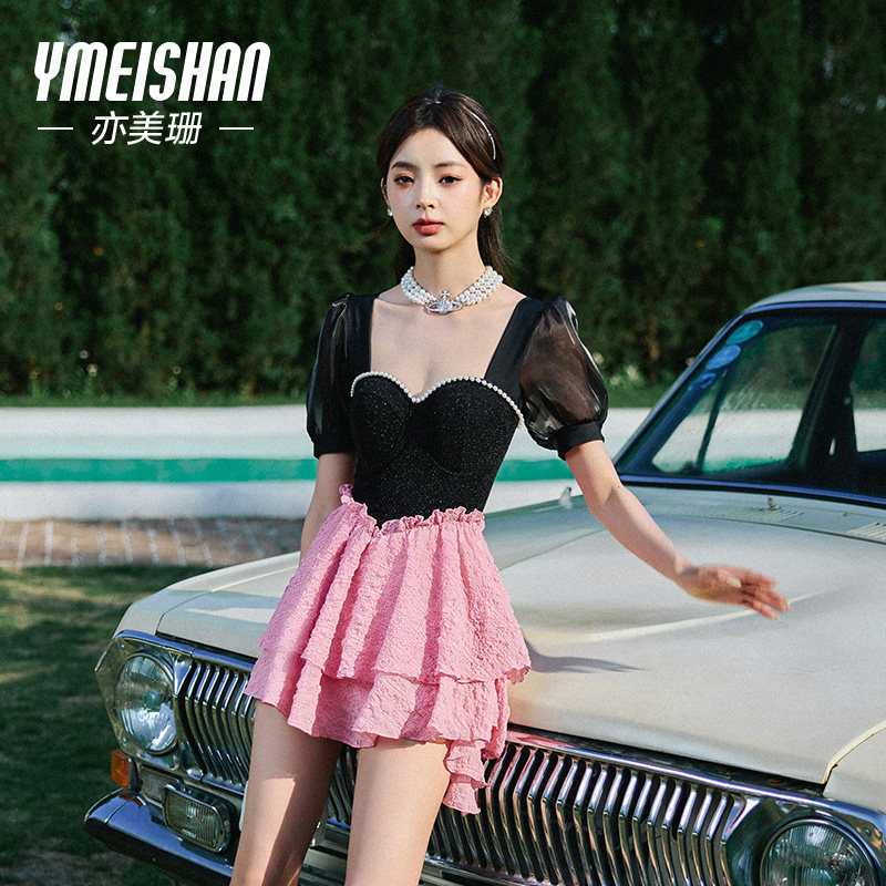 亦美珊连体泳衣女遮肚子保守裙式显瘦遮肚高级感2026新款温泉度假