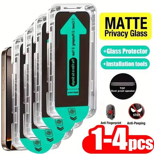 1-4PCS Matte Privacy Tempered Glass Screen Protector For iPh