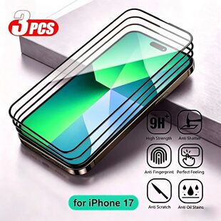 3Pcs Full Cover Screen Protector for iPhone 17 16 15 14 Pro
