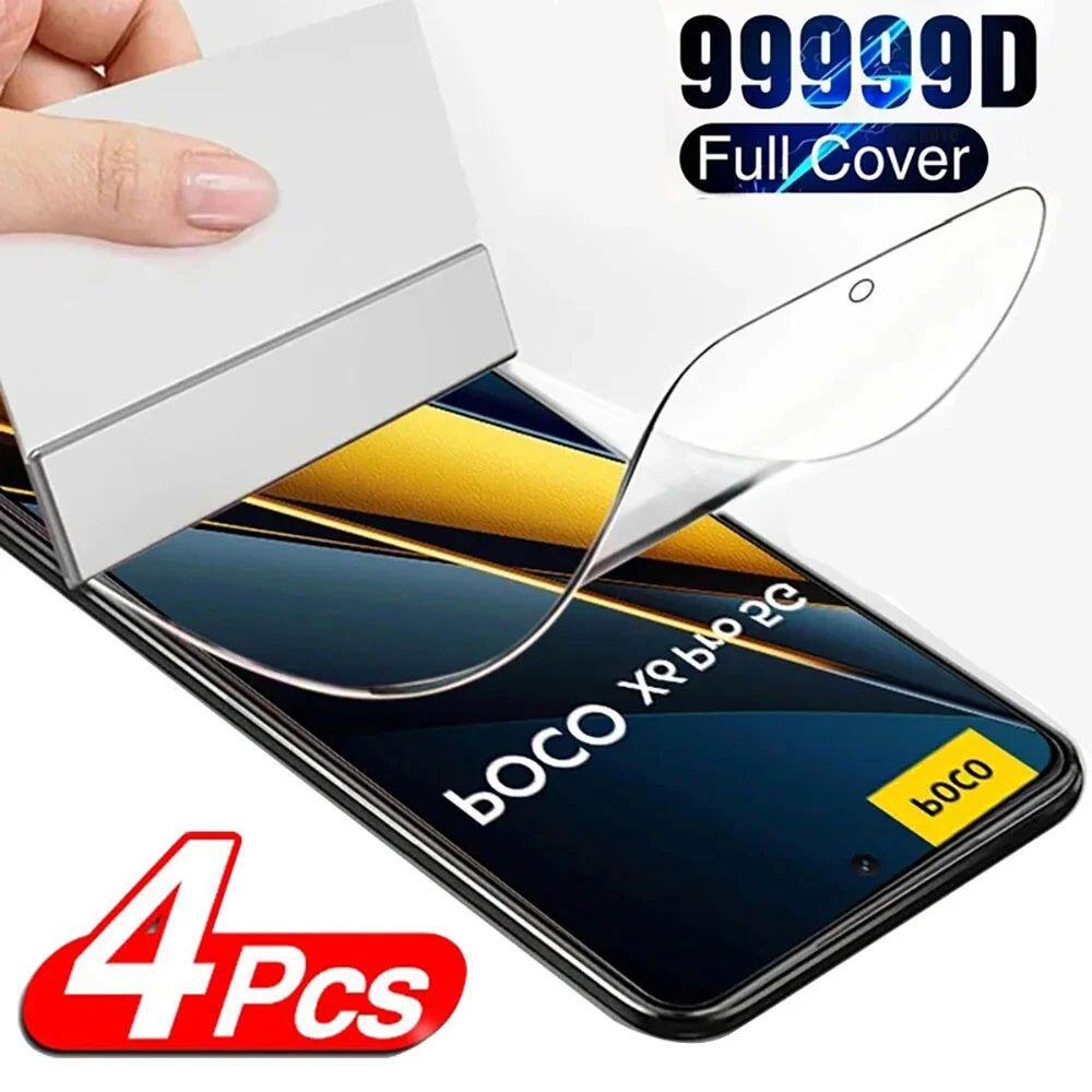 4Pcs Hydrogel Film For Xiaomi Poco X6 F5 Pro F4 GT F3 C65 Sc