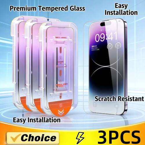 3PCS 9D Screen Protector Tempered Glass for IPhone 17 16 15