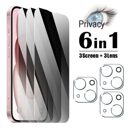 6in1 Privacy Screen Protector For IPhone 16 15 14 13 12 11 P