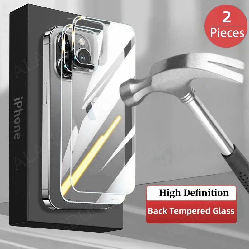 2PCS Screen Protector Glass For iPhone 15 16  Pro Max 14 Bac