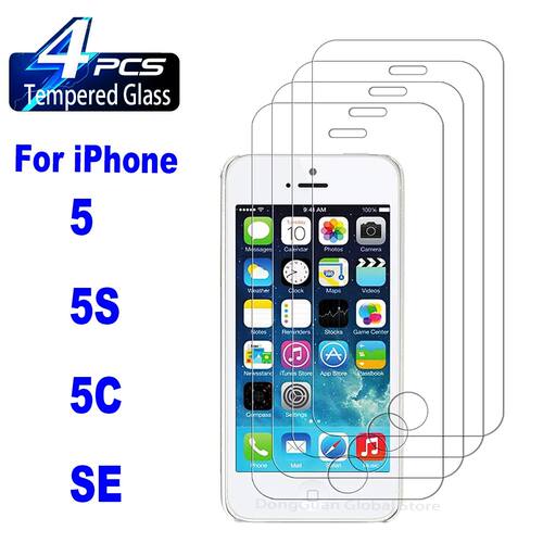 9H Tempered Glass For iPhone 5 5S 5C SE 2016 2/4Pcs HD Scree