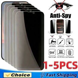 1-5pcs Full Cover Anti Spy Screen Protector for iPhone 17 Pr