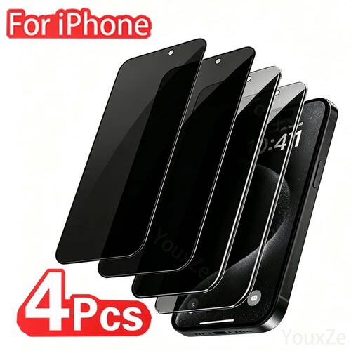 4Pcs Anti Spy Tempered Glass For iPhone 17 16 15 14 13 12 11