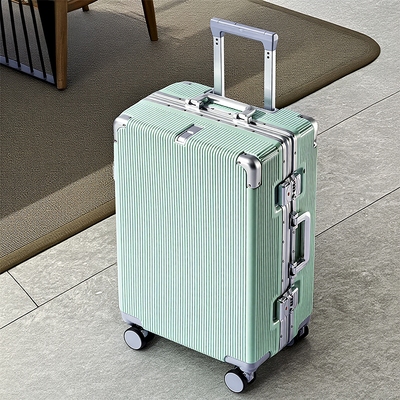 浅绿16寸登机行李箱22寸万向轮轻音万向轮男女双封闭内衬拉杆铝框