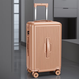 金色双层拉链行李箱拉杆双封闭内衬20寸登机24杯架大容量结实2628