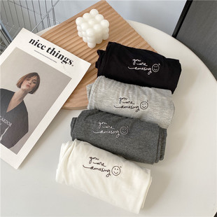 2024夏季薄款白灰色外穿打底裤女士显瘦高弹笑脸莫代尔九分裤女裤