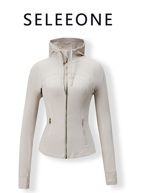 【全球购—深圳发货】撞色金拉链瑜伽服运动修身显瘦连帽开衫204