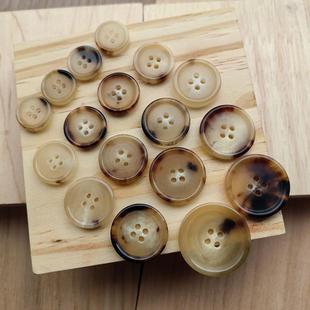 定制天然真牛角扣子百搭休闲英伦西装扣外套驼色黄牛角扣子衬衫扣