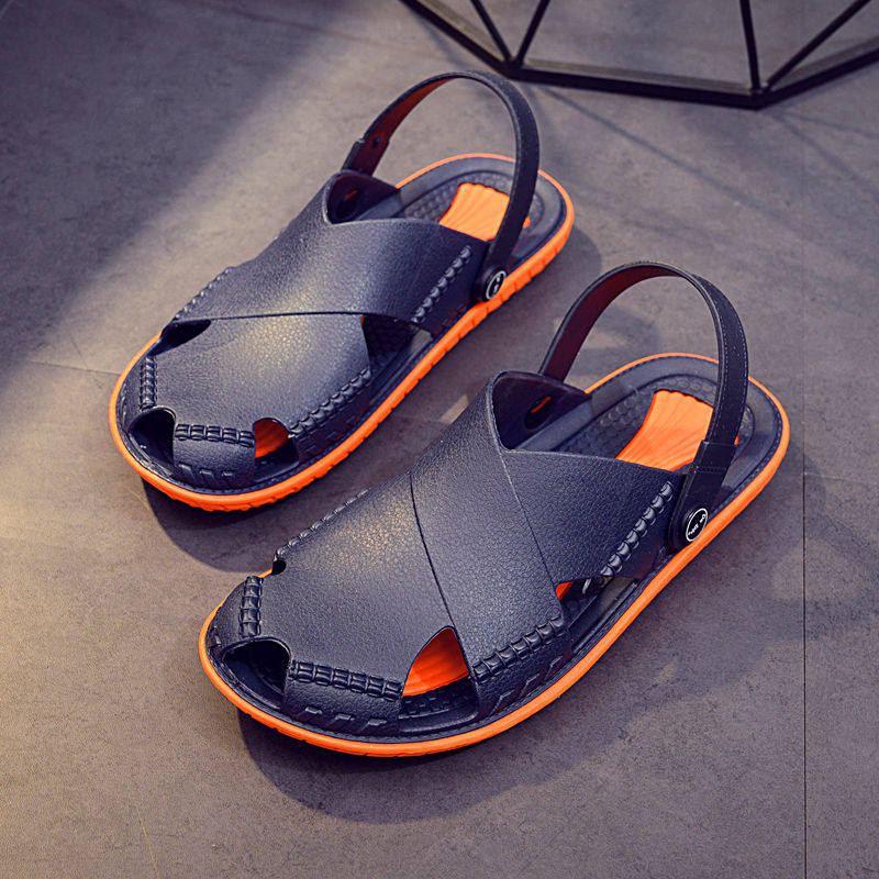 超软进口越南橡胶凉鞋男款高端两用拖鞋罗马老防臭镂空透气沙滩鞋