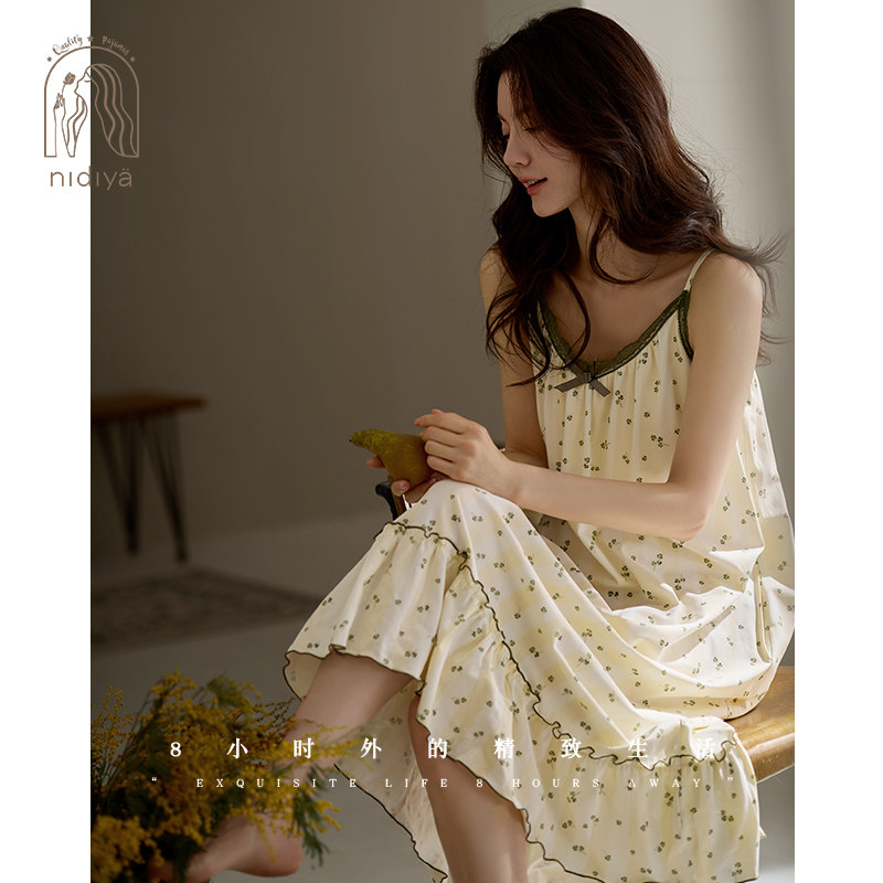 妮狄娅睡衣睡裙女夏季柔软棉薄款带胸垫吊带裙甜美外穿少女家居服,女士内衣/男士内衣/家居服,睡裙,淘宝优惠券,粉丝福利购,淘宝优惠卷