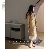 妮狄娅睡衣睡裙女秋季 家居服 春秋季 长袖 柔软棉复古花卉中长裙时尚