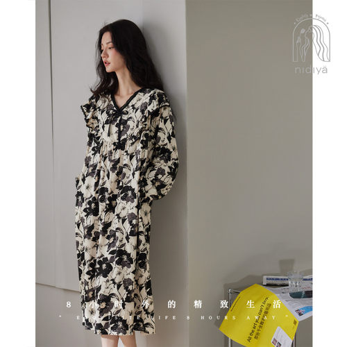春秋季柔软棉复古女人味家居服