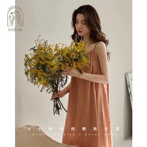 妮狄娅 Летняя пижама, хлопковая юбка, топ с чашечками, милое модное платье-комбинация