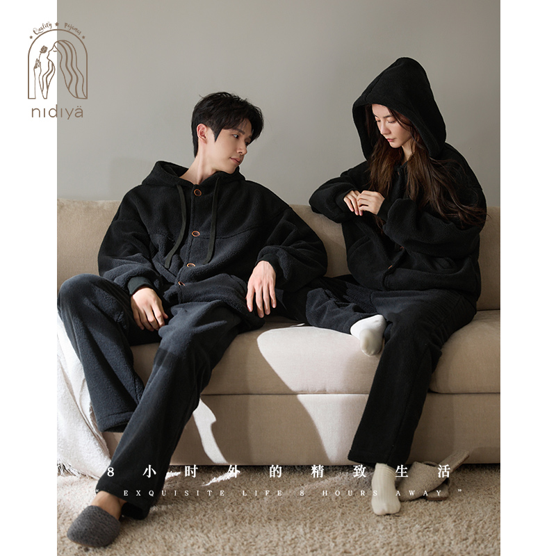 冬季珊瑚绒情侣休闲款家居服套装