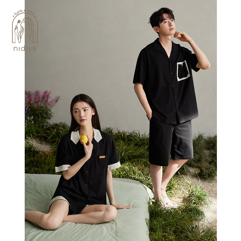 妮狄娅夏情侣纯棉时尚家居服套装