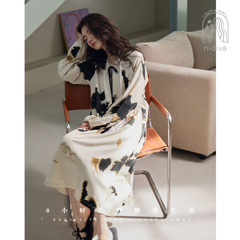 春秋柔软棉睡裙休闲可外穿家居服