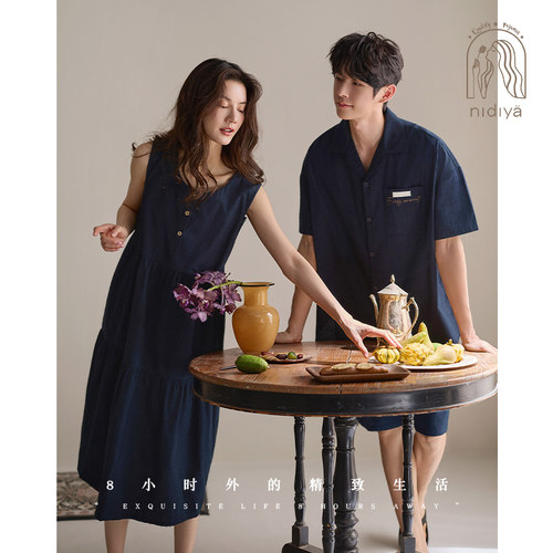 妮狄娅夏纯棉时尚外穿情侣家居服