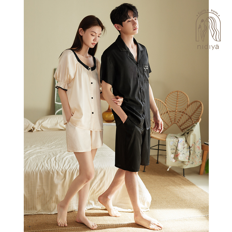 妮狄娅夏冰丝简约轻奢情侣家居服