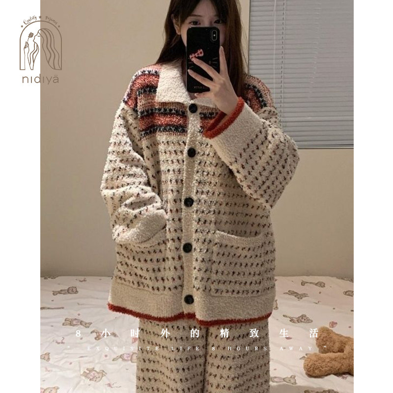 秋冬季软绵绵甜美复古家居服套装