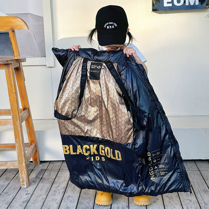 2025新款儿童羽绒服冬季男童女童加厚中大童黑金过膝童装长款外套