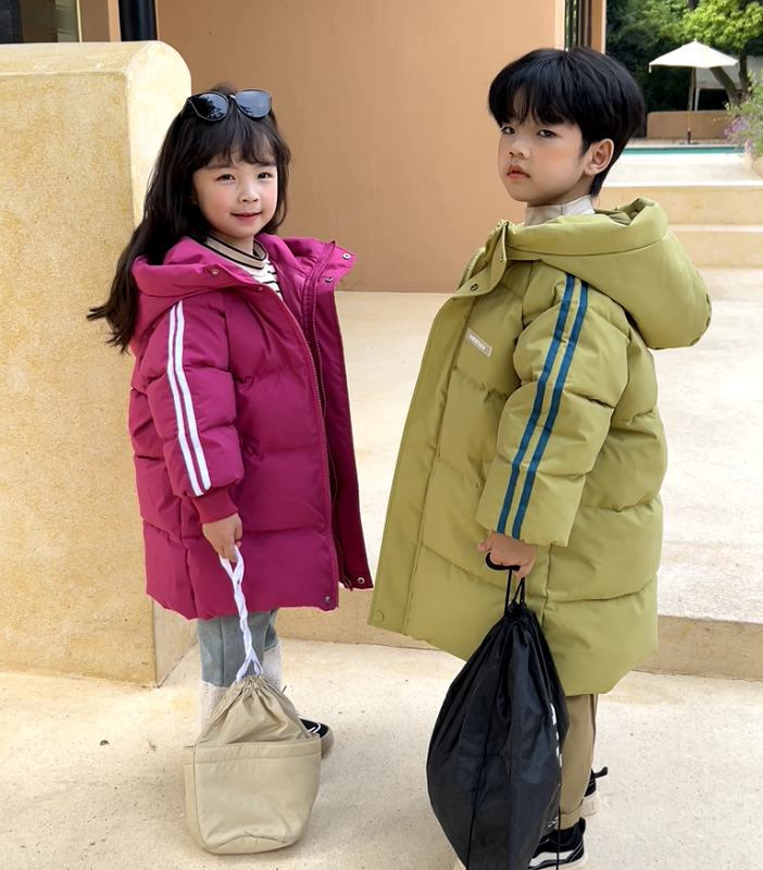 冬季新款儿童羽绒棉服男童女童加厚中长款棉袄外套洋气宝宝棉衣