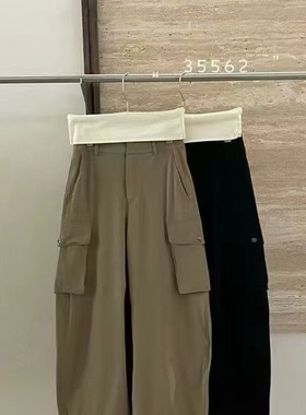 【尚品雅】SPY 2025新款夏季薄款八分阔腿裤刺绣无弹35562