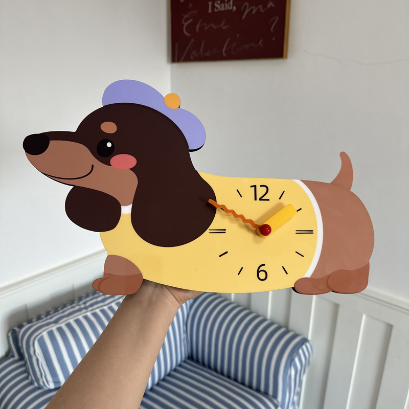 原创卡通创意腊肠狗摇摆款客厅挂钟卧室儿童房静音个性时钟挂钟饰,家居饰品,挂钟,淘宝优惠券,粉丝福利购,淘宝优惠卷