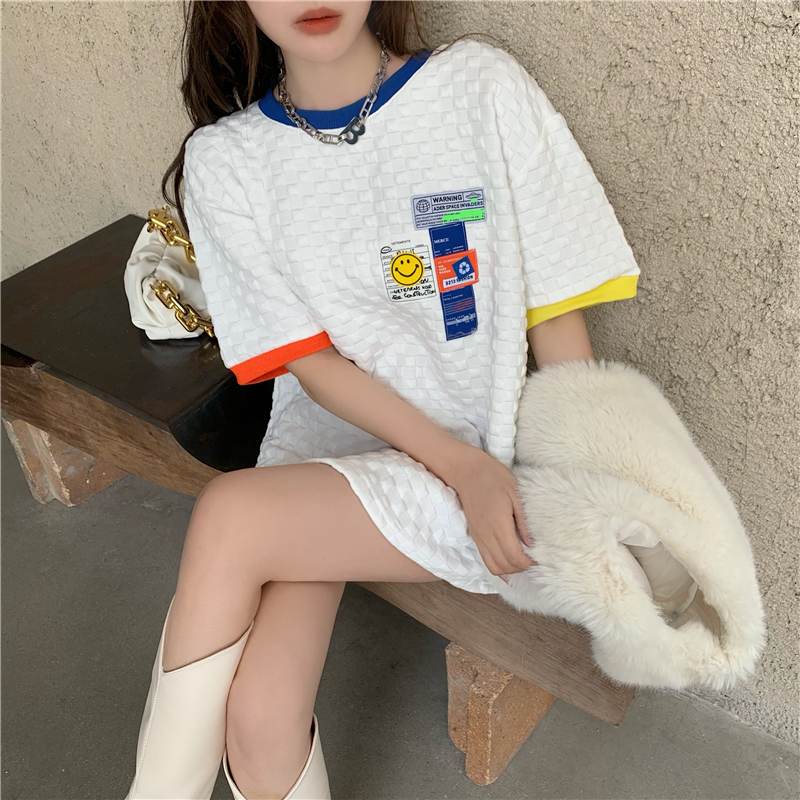 Official figure real price undergarment with loose round neck medium length T-shirt and foreign style thickened short sleeve T-shirt