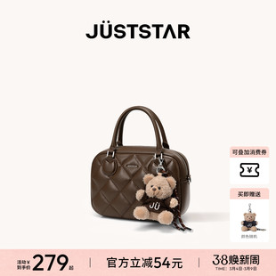 欧时纳华夫保龄球包2026年新款棕通勤大容量手提女包斜挎波士顿包