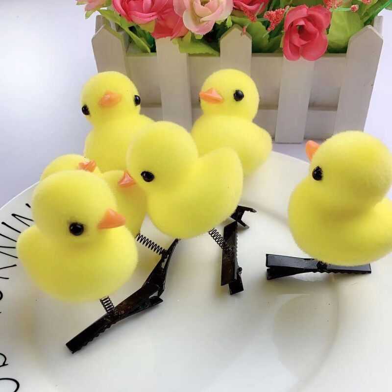 卖萌小黄鸭立体弹簧发夹发饰品鸭子头饰学生儿童微商地推礼品