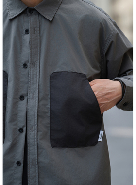 Batterup2025新款上衣日系复古撞色大口袋宽松休闲长袖衬衫男春秋