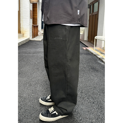 Batterup长裤水洗日系刺绣休闲裤