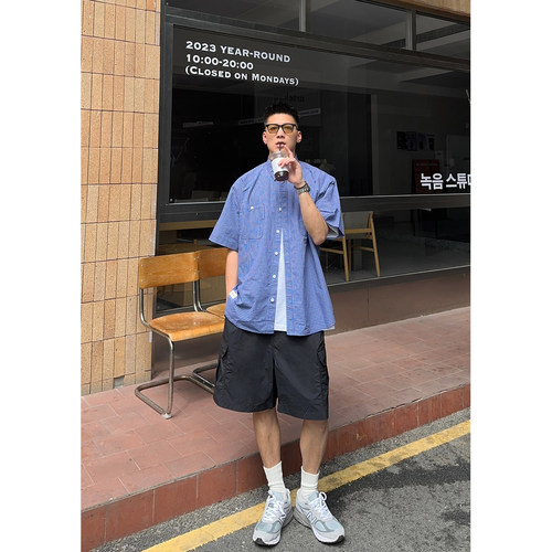 Batterup尖领格子衬衫