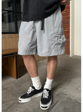 Batterup2025夏季新款日系复古速干可调节休闲五分工装短裤男潮牌