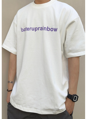 Batterup2025新款潮牌上衣纯棉字母印花宽松简约百搭短袖T恤男夏