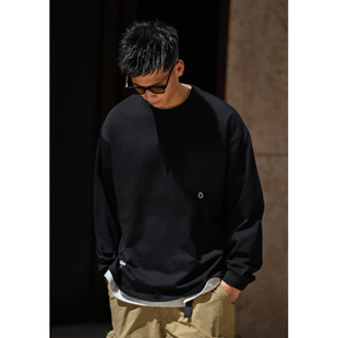 Batterup2025新款早秋上衣外套日系宽松抽绳口袋休闲长袖T恤男潮