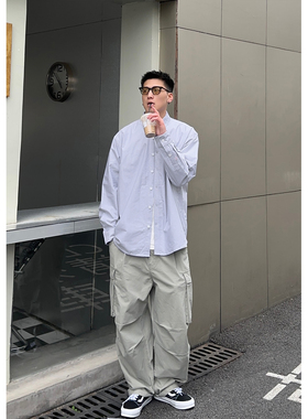 Batterup日系原创潮牌上衣秋冬纯棉牛津纺宽松休闲长袖衬衫男外套